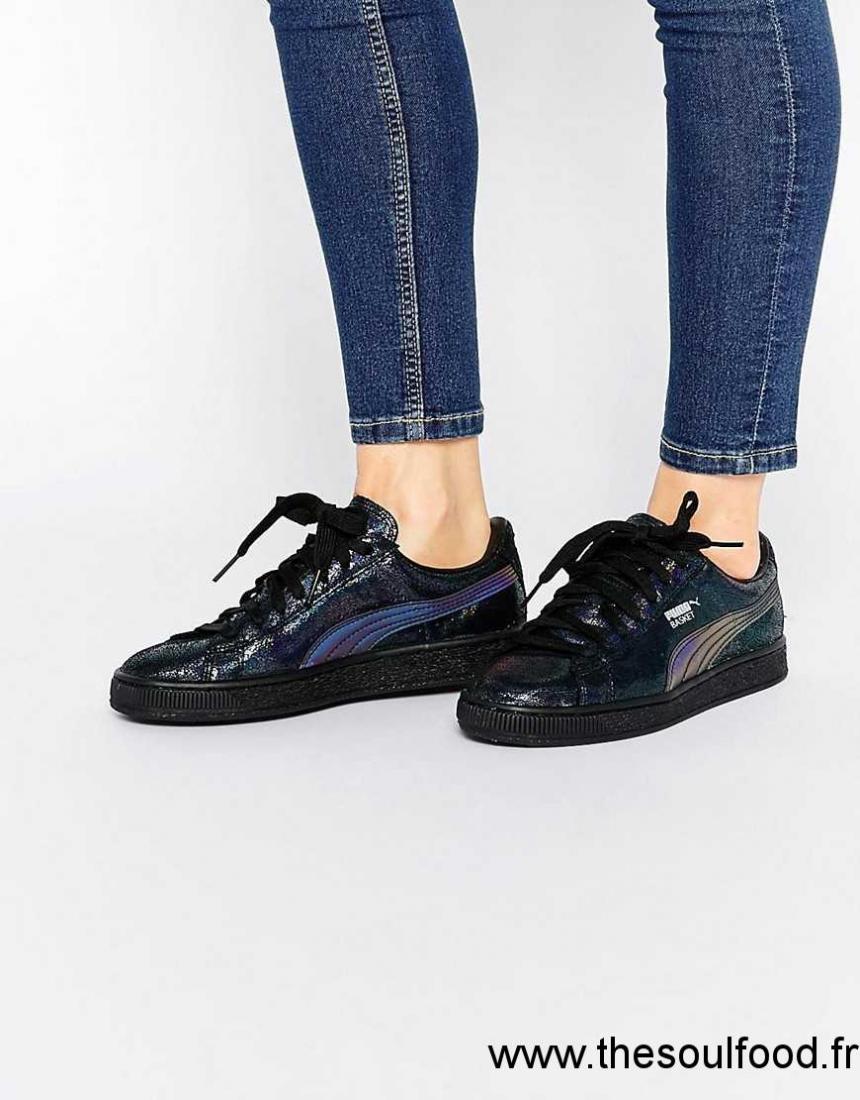 basket puma cuir noir femme